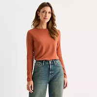 a.n.a Womens Tall Round Neck Long Sleeve T-Shirt