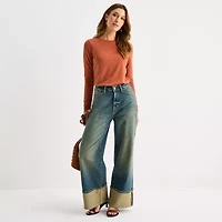 a.n.a Womens Tall Round Neck Long Sleeve T-Shirt