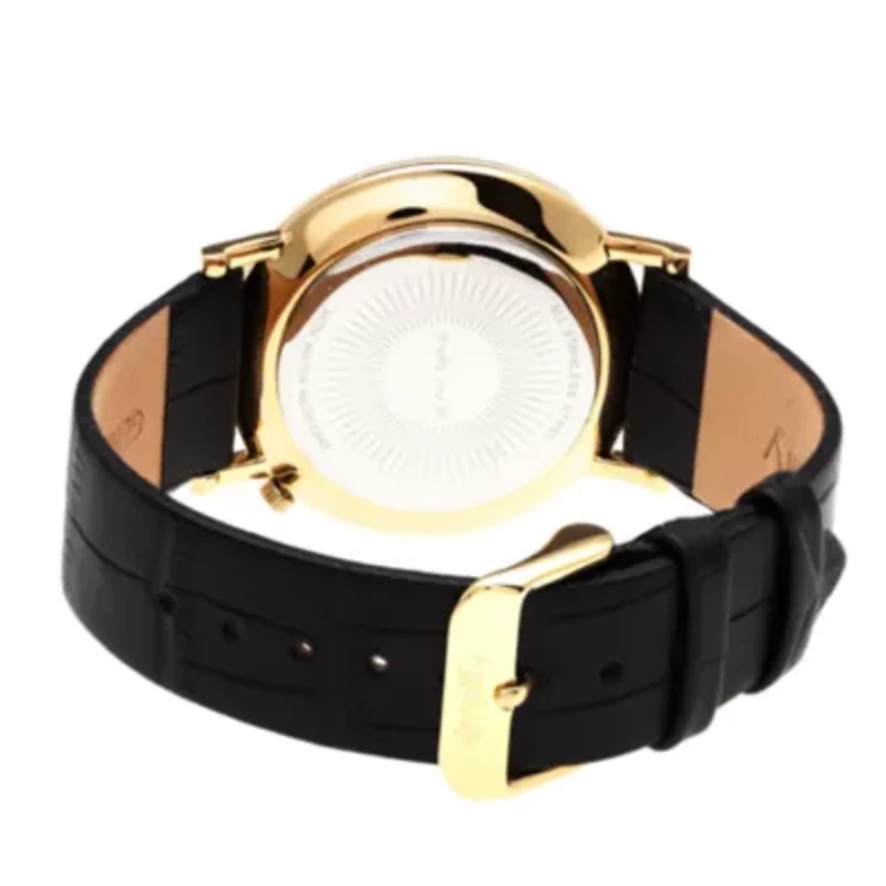Armitron® Mens Gold-Tone Black Dial Diamond-Accent Watch