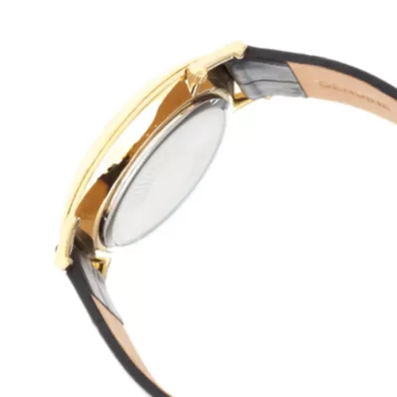 Armitron® Mens Gold-Tone Black Dial Diamond-Accent Watch