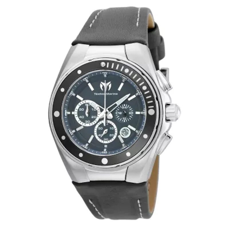 Techno Marine Womens Gray Leather Strap Watch Tm-215036