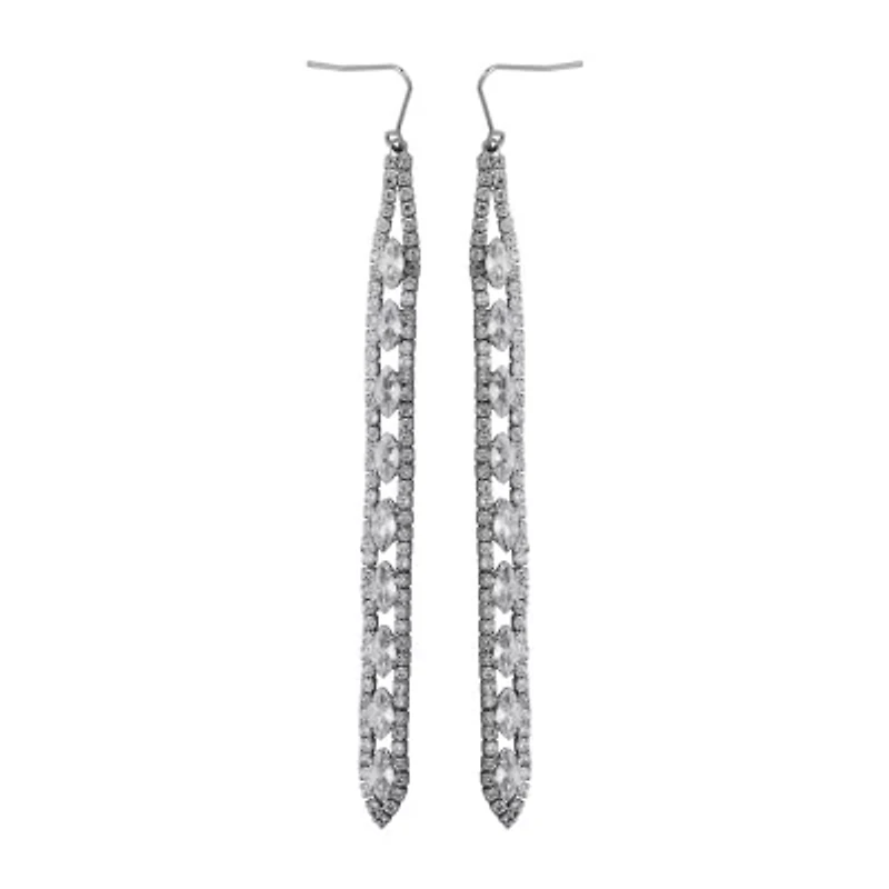 Sparkle Allure Pure Silver Over Bronze Womens Cubic Zirconia Pure Silver Over Bronze Drop Earrings