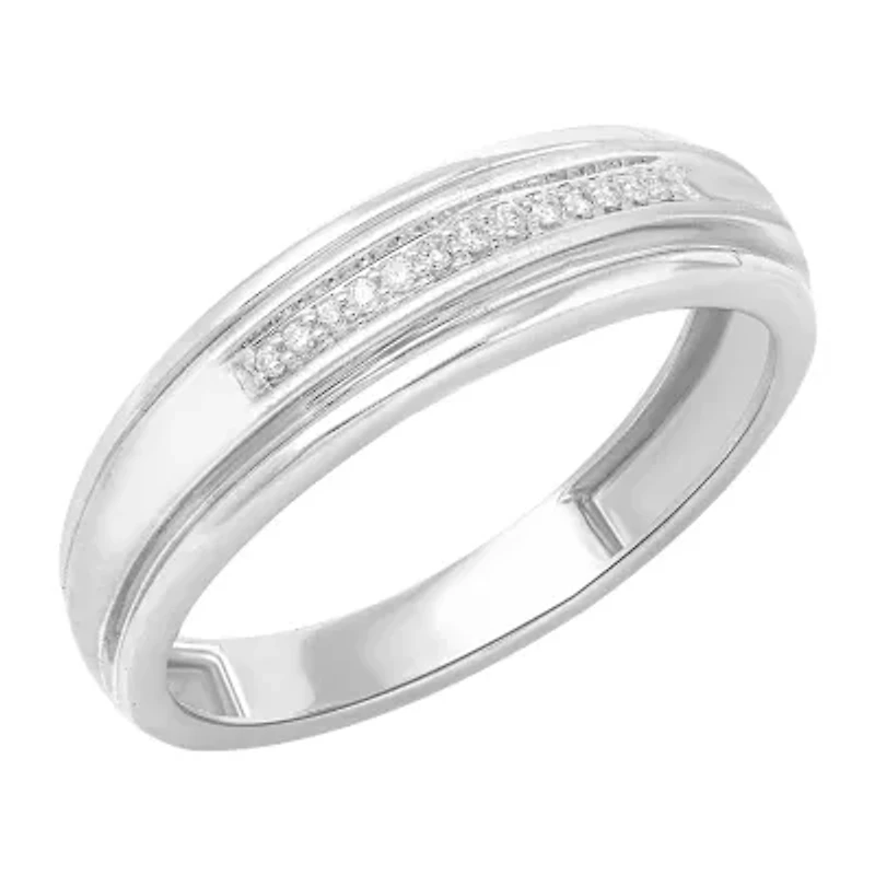 Mens 1/ CT. T.W. Natural Diamond 10K White Gold Band