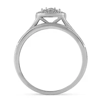 Womens 3/8 CT. T.W. Natural Diamond 10K White Gold Cushion Side Stone Halo Bridal Set