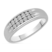 Mens 1/8 CT. T.W. Natural Diamond 10K White Gold Wedding Band