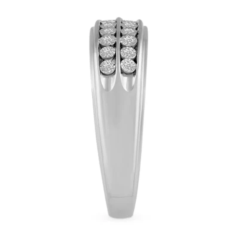Mens 1/8 CT. T.W. Natural Diamond 10K White Gold Wedding Band
