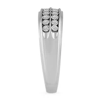 Mens 1/8 CT. T.W. Natural Diamond 10K White Gold Wedding Band