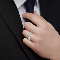 Mens 1/8 CT. T.W. Natural Diamond 10K White Gold Wedding Band