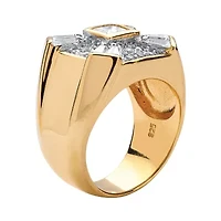 DiamonArt® Mens 2 1/2 CT. T.W. White Cubic Zirconia 18K Gold Over Silver Square Fashion Ring