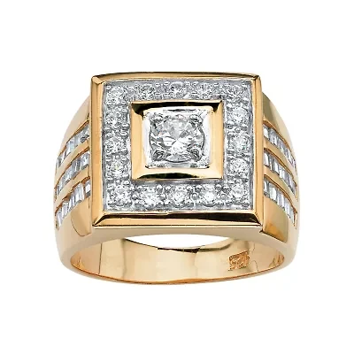 Mens 2 1/5 CT. T.W. Cubic Zirconia 14K Gold Over Silver Square Fashion Ring