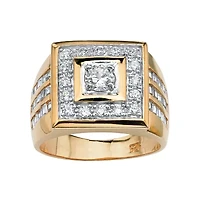 Mens 2 1/5 CT. T.W. Cubic Zirconia 14K Gold Over Silver Square Fashion Ring