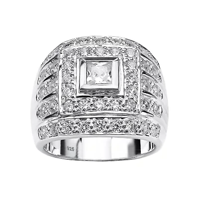 DiamonArt® Mens 3 CT. T.W. White Cubic Zirconia Sterling Silver Fashion Ring