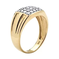 Mens 1/4 CT. T.W. Natural White Diamond 18K Gold Over Silver Fashion Ring