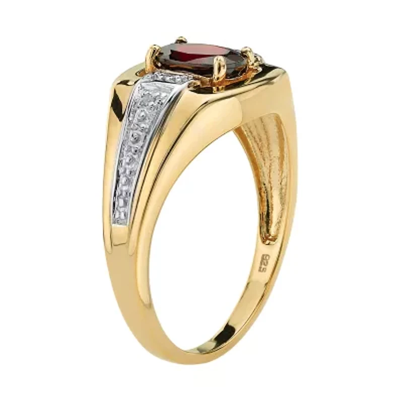Mens 1 3/8 CT. T.W. Genuine Red Garnet 18K Gold Over Silver Fashion Ring
