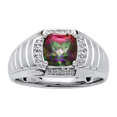 Mens 2 3/4 CT. T.W. Genuine Mystic Fire Topaz Platinum Over Silver Fashion Ring