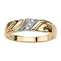 Mens 2.5MM Diamond Accent Natural White 18K Gold Over Silver Band