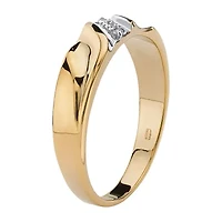 Mens 2.5MM Diamond Accent Natural White 18K Gold Over Silver Band