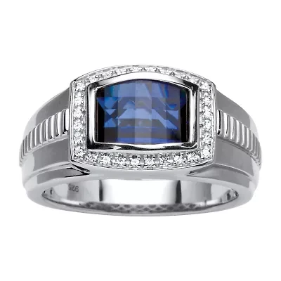 Mens Lab Created Blue Sapphire Fashion Ring
