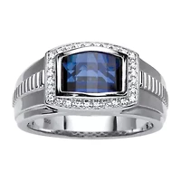 Mens Lab Created Blue Sapphire Fashion Ring