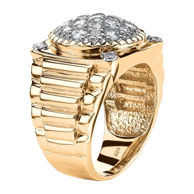 DiamonArt® Mens 1 / CT. T.W. White Cubic Zirconia 14K Gold Over Silver Fashion Ring