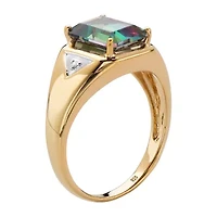 Mens 3 1/4 CT. T.W. Genuine Mystic Fire Topaz 18K Gold Over Silver Fashion Ring