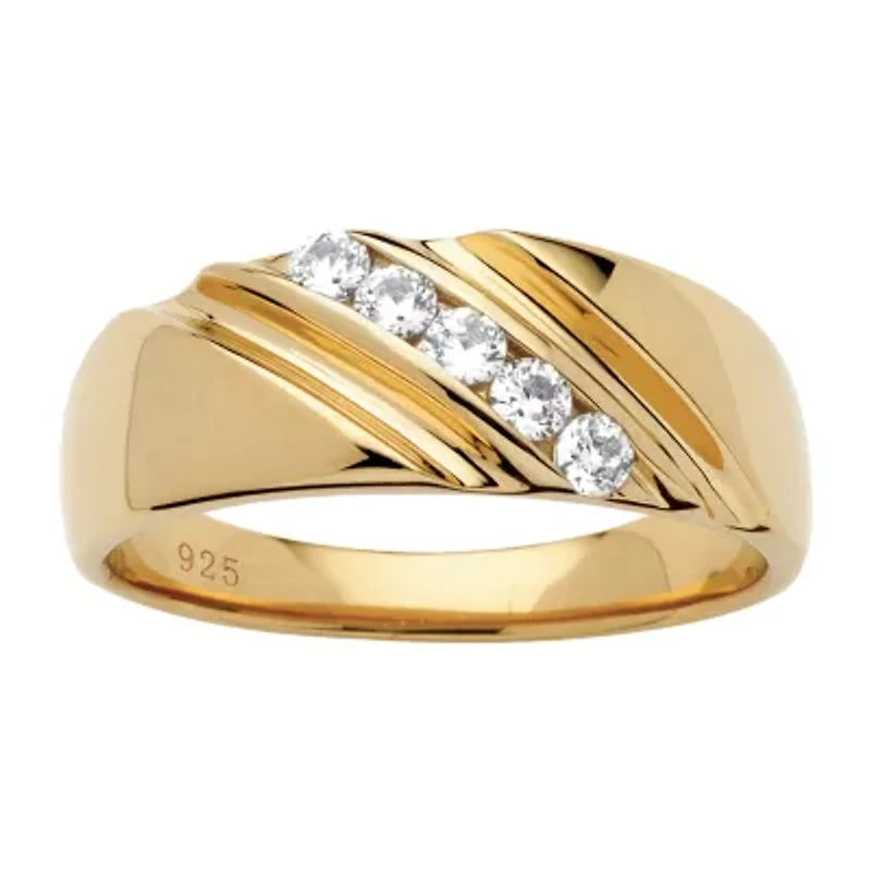 DiamonArt® 2MM 1/2 CT. T.W. White Cubic Zirconia 18K Gold Over Silver Band