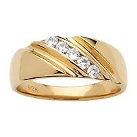 DiamonArt® 2MM 1/2 CT. T.W. White Cubic Zirconia 18K Gold Over Silver Band