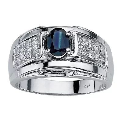 Mens 1 1/2 CT. T.W. Genuine Blue Sapphire Sterling Silver Fashion Ring