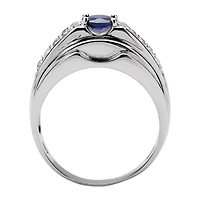 Mens 1 1/2 CT. T.W. Genuine Blue Sapphire Sterling Silver Fashion Ring