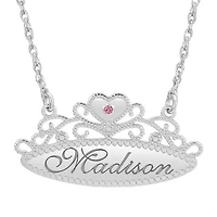Personalized Womens Simulated Multi Color 10K Gold Round 18 Inch Pendant Necklace
