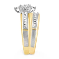 Womens 1/4 CT. T.W. Natural Diamond 10K Gold Marquise Side Stone Halo Bridal Set