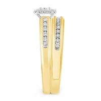 Womens 1/3 CT. T.W. Natural Diamond 10K Gold Side Stone Halo Bridal Set