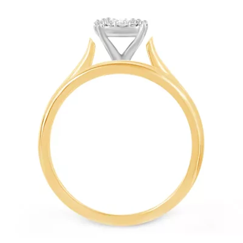 Womens 1/4 CT. T.W. Natural Diamond 10K Gold Round Side Stone Halo Bridal Set