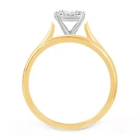 Womens 1/4 CT. T.W. Natural Diamond 10K Gold Round Side Stone Halo Bridal Set