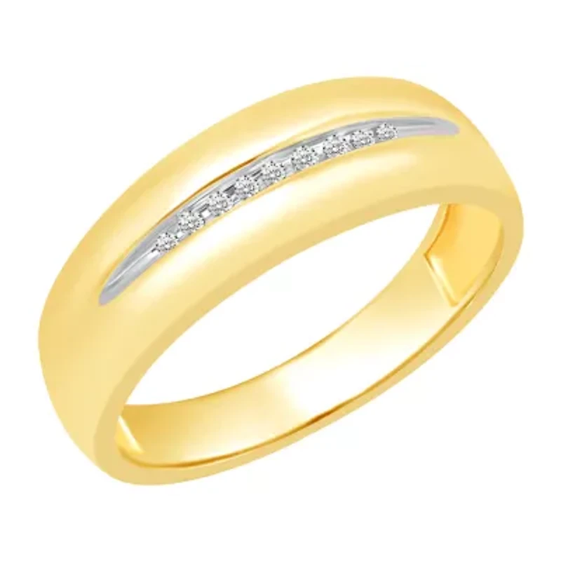 Mens 1/8 CT. T.W. Natural Diamond 10K Gold Wedding Band
