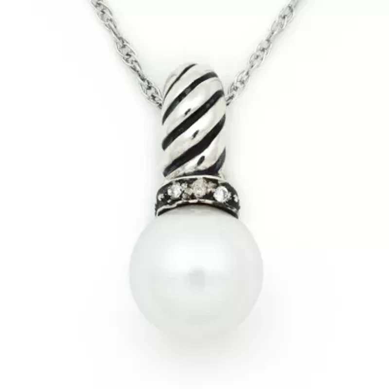 Womens White Sterling Silver 18 Inch Pendant Necklace