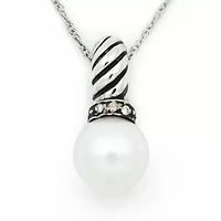 Womens White Sterling Silver 18 Inch Pendant Necklace