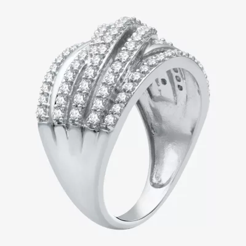 (H-I / I1) Womens 1 CT. T.W. Lab Grown White Diamond 10K Gold Crossover Band
