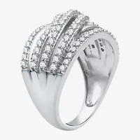 (H-I / I1) Womens 1 CT. T.W. Lab Grown White Diamond 10K Gold Crossover Band