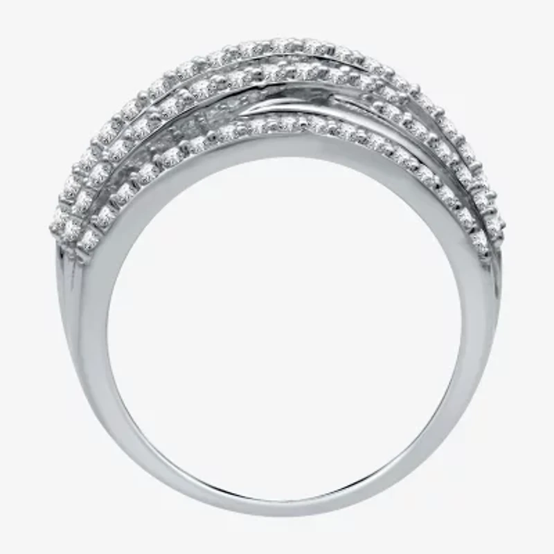 (H-I / I1) Womens 1 CT. T.W. Lab Grown White Diamond 10K Gold Crossover Band