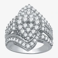 (H-I / I1) Womens 2 CT. T.W. Lab Grown Diamond 10K White Gold Cluster Cocktail Ring