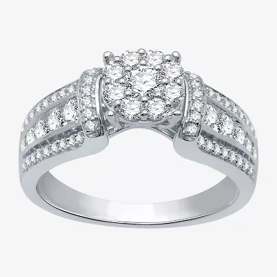 I Said Yes (H-I / I1) Womens 3/4 CT. T.W. Lab Grown White Diamond Sterling Silver or 14K Gold Over Round Side Stone Engagement Ring