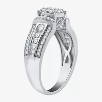 I Said Yes (H-I / I1) Womens 3/4 CT. T.W. Lab Grown White Diamond Sterling Silver or 14K Gold Over Round Side Stone Engagement Ring