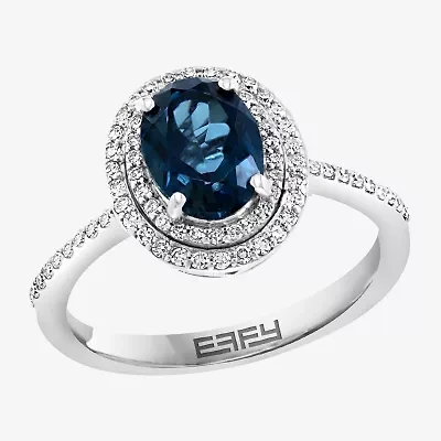 Effy Final Call Womens 1/4 CT. T.W. Diamond & Genuine Gemstone 14K White Gold Cocktail Ring