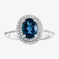 Effy Womens 1/4 CT. T.W. Diamond & Genuine Gemstone 14K White Gold Cocktail Ring