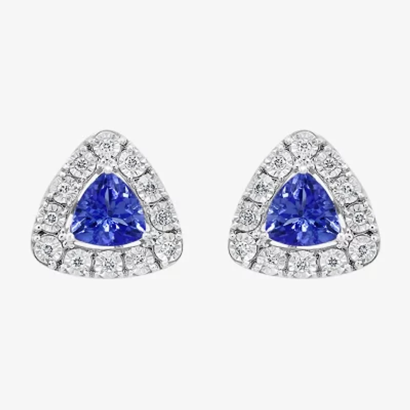 Effy 1/10 CT. T.W. Diamond & Genuine Blue Tanzanite Sterling Silver Stud Earrings