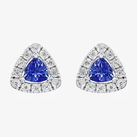 Effy 1/10 CT. T.W. Diamond & Genuine Blue Tanzanite Sterling Silver Stud Earrings