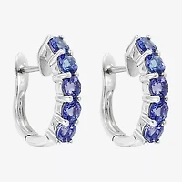 Effy  Womens Genuine Blue Tanzanite Sterling Silver 21.3mm Hoop Earrings