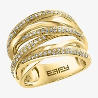 Effy  Womens 1/2 CT. T.W. Natural Diamond 14K Gold Crossover Band