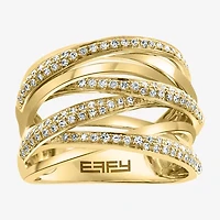 Effy  Womens 1/2 CT. T.W. Natural Diamond 14K Gold Crossover Band
